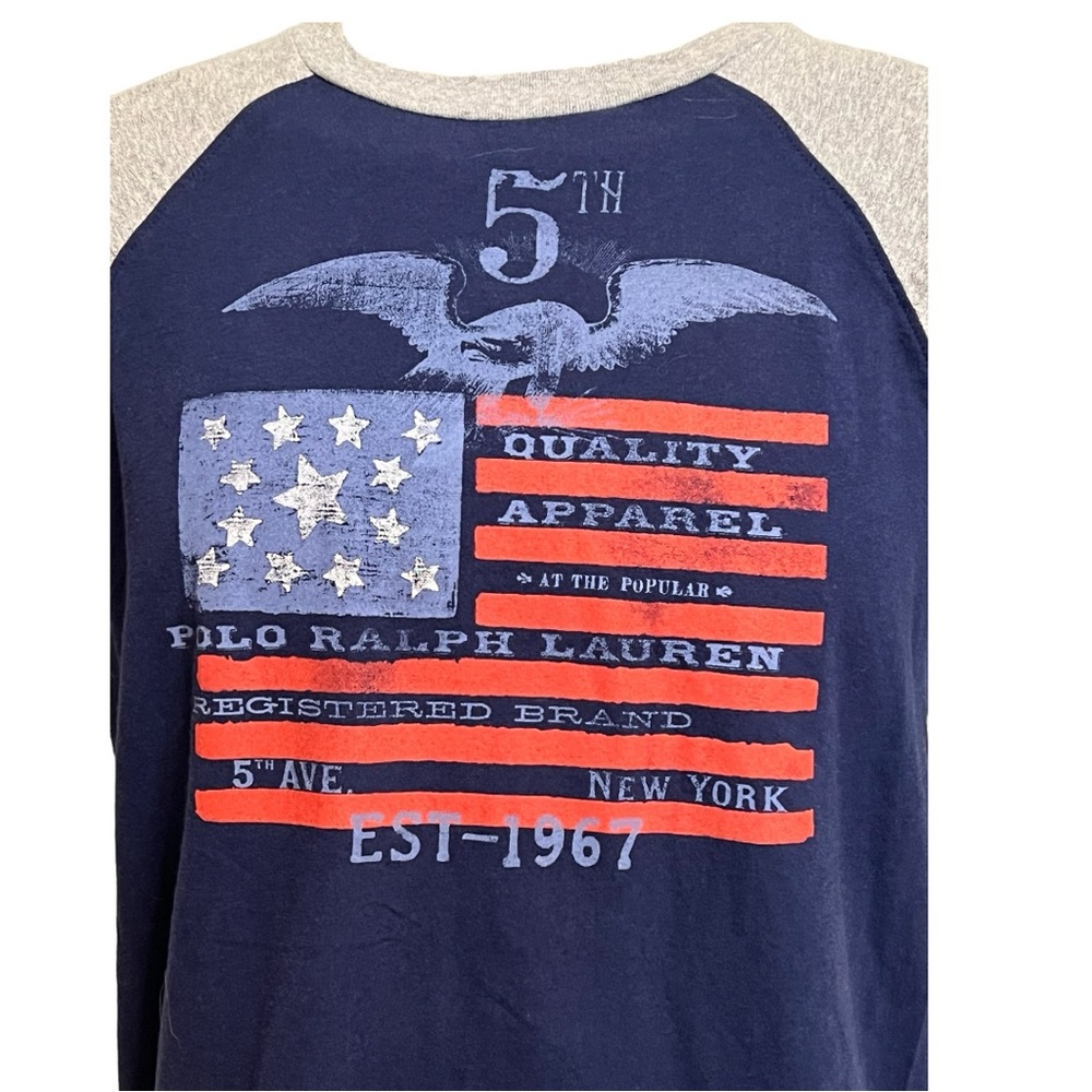 Navy Blue Ralph Lauren Polo graphic tee boys L (12/14)